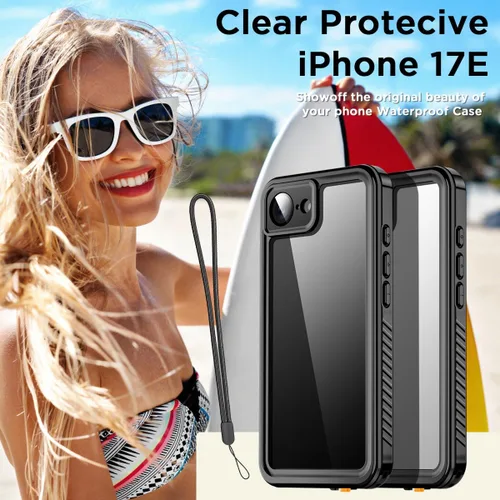 Vista 7 de AICase Funda impermeable para iPhone 17e, transparente, a prueba de agua, a prueba de golpes, a prueba de polvo, a prueba de nieve, cuerpo completo