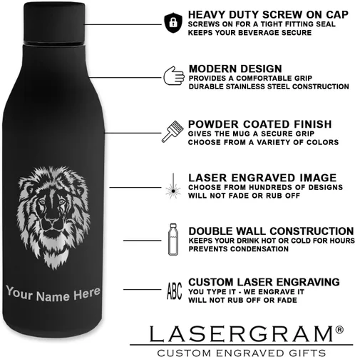 Vista 6 de LaserGram Botella de agua de acero inoxidable de doble pared, mariquita, grabado personalizado incluido