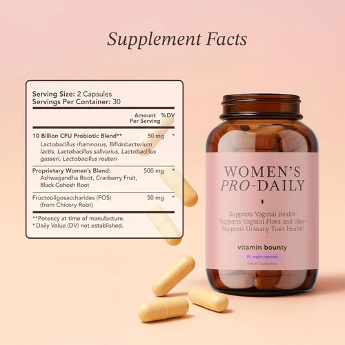 Vista 6 de Vitamin Bounty Pro-50 Probiotics and Women's Probiotic & Prebiotic Bundle - BV Defense & pH Balance, 13 cepas probióticas, salud intestinal, salud