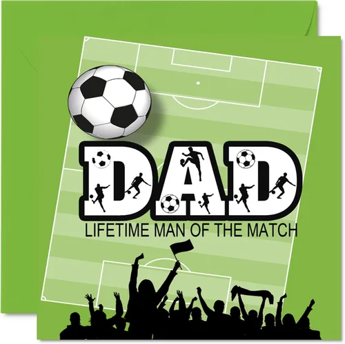 Tarjetas de cumpleaños de fútbol para papá – Top Flight – Tarjeta de feliz cumpleaños para papá de parte de hijo hija, regalos de cumpleaños para