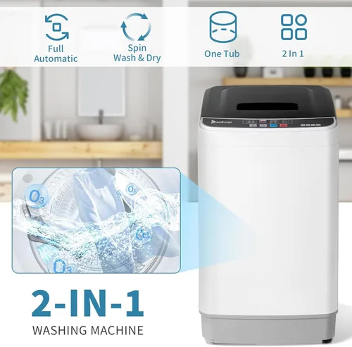 Vista 3 de Winado - Lavadora completamente automática, lavadora portátil de carga superior de 17.6 libras con bomba de drenaje, 10 programas de lavado y 8