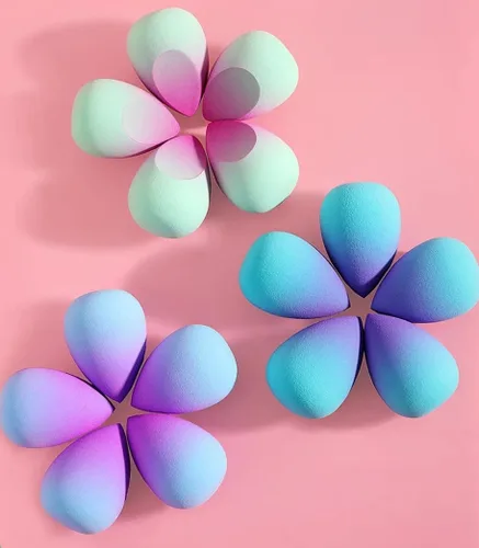 Vista 2 de 4 Piece Set OmbreSolid Color Beauty Blender Egg For Liquid & Powder Foundation, Setting Powders For a Flawless Finish WetDry With Storage Box &