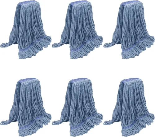Vista 9 de KeFanta Paquete de 3 repuestos de cabezal de trapeador comercial resistente, de algodón industrial húmedo, para limpieza de suelos, color azul