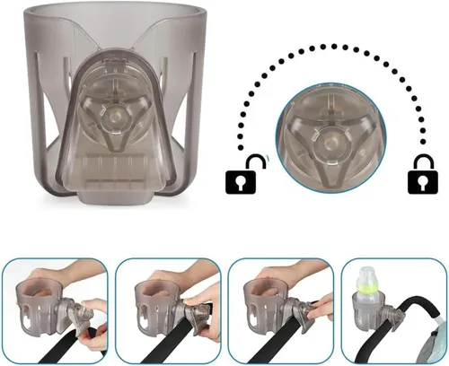 Vista 7 de Nuevo portavasos compatible con cochecitos Graco. Un ajuste sólido y seguro. Rotación de 360 grados. Resistente a derrames antivibraciones.