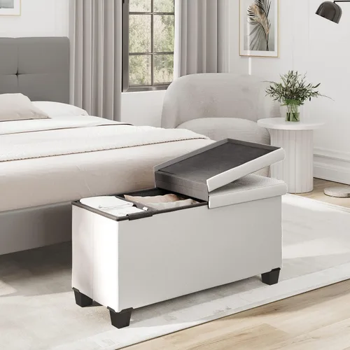 Vista 34 de Nestl Banco otomano de almacenamiento con contenedores de almacenamiento, banco de 30 pulgadas para dormitorio o sala de estar, máximo 660 libras