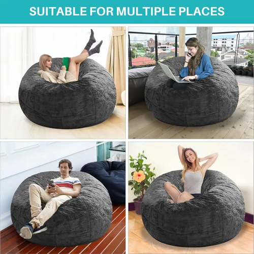 Vista 5 de cjc Funda para silla puff de gran tamaño para adultos, muebles de sala de estar, microfibra suave y lavable, funda para niños, sofá cama perezoso