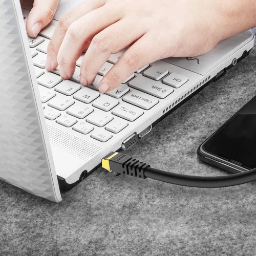 Vista 9 de Kasimo - Cable Ethernet CAT 8 para internet más rápido, cable LAN ethernet de alta velocidad, 40 Gbps, 2000 Mhz, Cable SFTP LAN de conexión a Negro