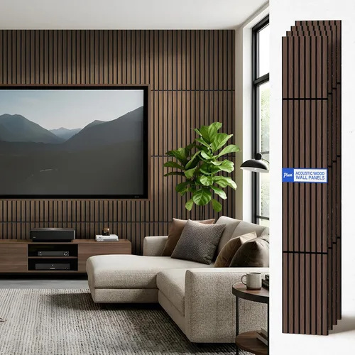 Vista 14 de PIWA Paneles de listones acústicos de madera, 94 x 24 pulgadas, 2 unidades, superficie MDF de 0.472 in con núcleo absorbente de sonido de 0.394