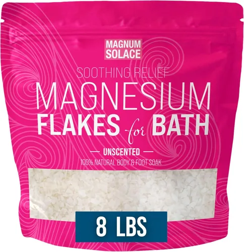 Copos de magnesio para el baño - Copos de cloruro de magnesio orgánicos puros - Sin fragancia, 8 LBS