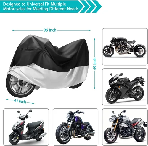 Vista 2 de Cubierta de motocicleta, cubierta de moto para todas las estaciones, universal, impermeable, a prueba de polvo y del sol, protección al aire libre