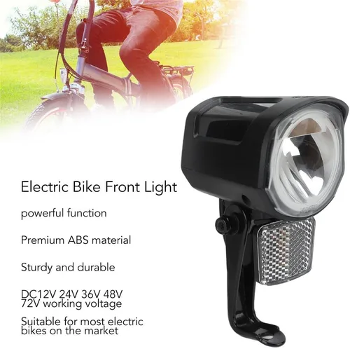 Vista 7 de Faro delantero de bicicleta eléctrica LED de 12 V-72 V, conector universal de 2 pines, luz frontal para conducción nocturna en bicicletas y scooters