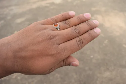 Vista 6 de Gemstone Ring, Handmade 925 Sterling Silver Rings for Women Girls, Natural Gemstone Ring US size 5 Solitaire Ring, Round Stone Ring, Minimalist