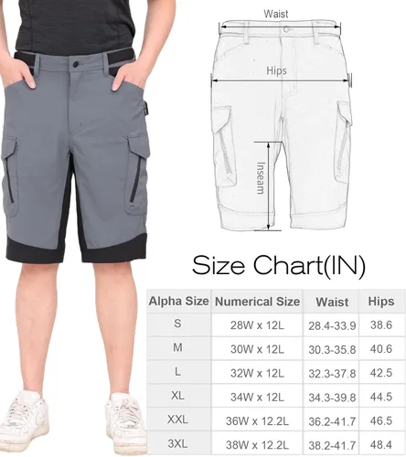 Vista 6 de WORK IDEA Pantalones cortos de senderismo para hombre, resistentes al agua, ligeros, para senderismo