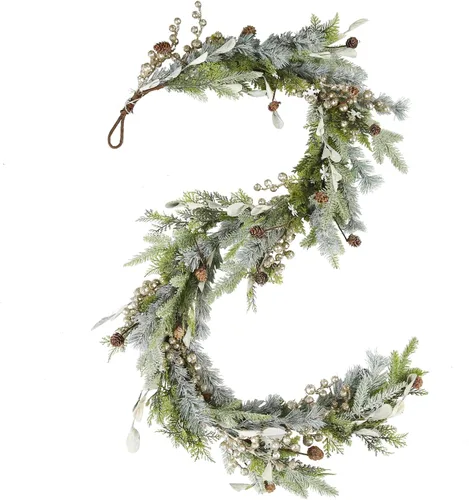 Vista 16 de WBHome Guirnalda de Navidad preiluminada de 9 pies/106 pulgadas con 100 luces LED, decoración navideña, funciona con pilas (pilas no incluidas)