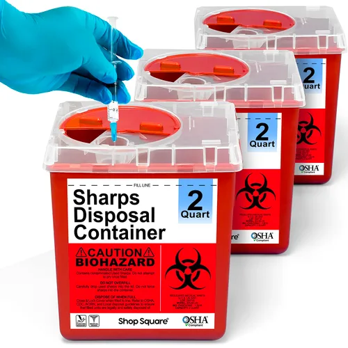 Vista 9 de Recipiente para objetos punzantes, recipientes para objetos punzantes para uso doméstico, contenedores de eliminación de agujas, contenedor