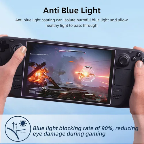 Vista 4 de Paquete de 3 protectores de pantalla con bloqueo de luz azul para Steam Deck/Steam Deck OLED, antirreflejos, antiarañazos, antihuellas