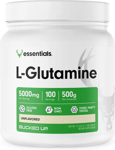 Bucked Up L-Glutamina 17.64 oz en polvo, sin gluten, sin OMG, sin sabor (100 porciones)
