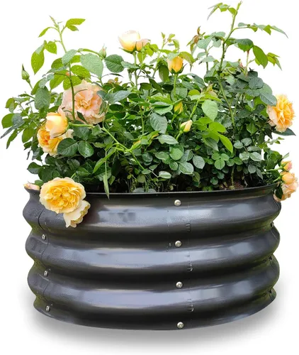 Vista 56 de GARDMAX 2x2x1FT Galvanized Round Raised Garden Bed Kit, Metal Planter Boxes Outdoor with Easy Assembly, Large Garden Bed for Vegetables, Fruits