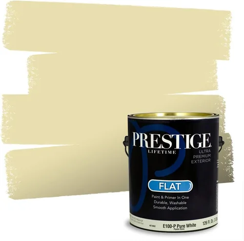 Vista 122 de PRESTIGE Pinturas de pintura exterior e imprimación en uno, 1 galón, plano, combinación comparable de Benjamin Moore* Manzanilla*