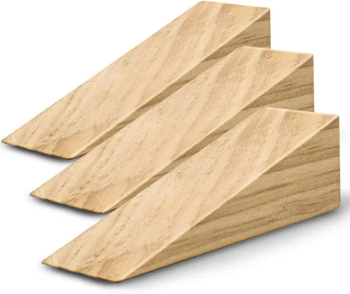 Topes de puerta de madera, cuña de puerta de madera de acacia hecha a mano, bloqueo de puerta de seguridad para el hogar para parte inferior de la