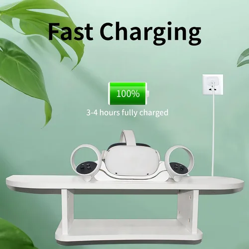 Vista 5 de Base de carga para Oculus Quest 2, estación de carga VR montaje en pared Oculus Quest 2 asas, estación de carga para auriculares Oculus Quest 2 VR