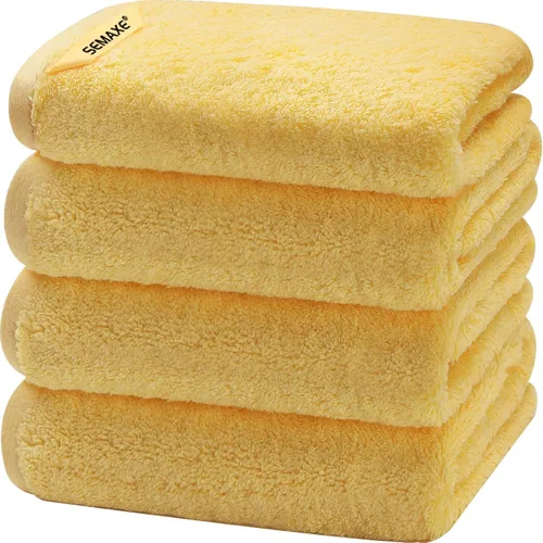 SEMAXE - Toalla de mano para baño, toalla suave y altamente absorbente, toalla amarilla 100% algodón, calidad de hotel y spa, 16 x 27 pulgadas,