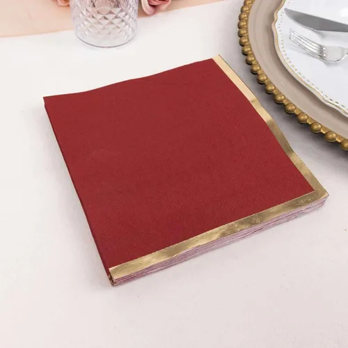 Vista 65 de Efavormart 50 Pack Servilletas de papel para fiestas de 2 capas suaves verde oliva con borde dorado de oro, servilletas para cenas, cócteles
