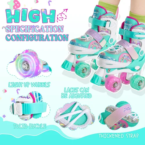 Vista 5 de PAPAISON Patines de ruedas ajustables con ruedas iluminadas para niñas, patines para niños y bebés de 4 a 6, 5 a 8, 8 a 12 años