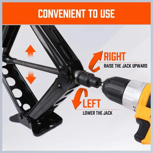 Vista 7 de HORUSDY Adaptador de taladro de tijera de nivelación de 2 piezas, vástago hexagonal de 1/4 pulgadas, compatible con gatos de accionamiento hexagonal