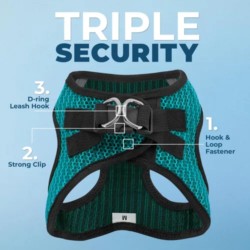 Vista 2 de Best Pet Supplies - Arnés de malla para todo tipo de clima, reflectante, antitirones, para perros y gatos pequeños y medianos, con velcro, hebilla