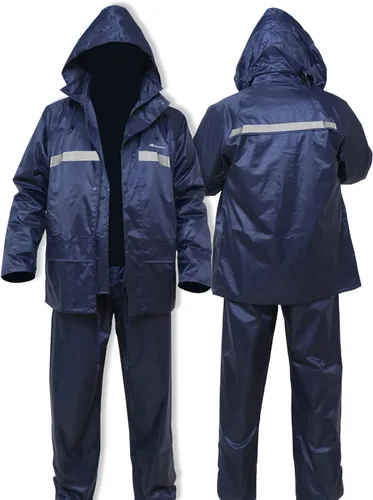 Vista 6 de Traje de lluvia para hombre, ligero, impermeable, protector impermeable (chaquetas y pantalones), ropa de trabajo para la lluvia