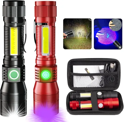 Vista 8 de AdamStar Linterna de Luz Negra, Linternas Recargables 3 en 1, Linterna LED UV Magnética de Altos Lúmenes, Linterna de 7 Modos para Acampar 1pack