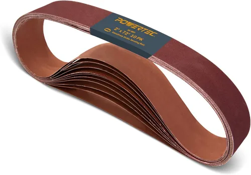 Vista 11 de POWERTEC 2 correas de lijado de 72 pulgadas, correas de molienda de óxido de aluminio de grano 40 para amoladora de correa, lijado de madera
