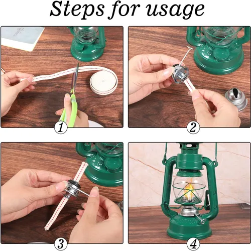 Vista 5 de Mechas para lámpara de aceite de 13 pies/2 rollos de algodón, mecha de 1/2 pulgada de repuesto para linternas de aceite para lámparas de aceite