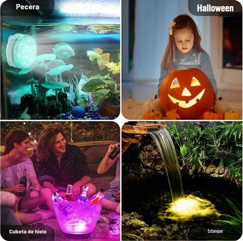 Vista 2 de Qoolife - Luces recargables sumergibles para piscina con mando a distancia, impermeables, carga subacuática, operadas por batería, controladas, 25