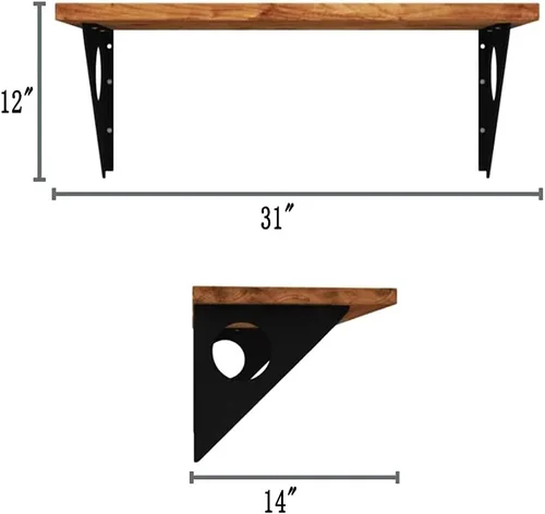 Vista 2 de Mesa rústica industrial para montar en la pared, mesa de comedor, mesas de bar de madera de pino para montar en la pared (31 x 14 pulgadas)
