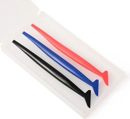 Vista 6 de FOSHIO Jalador de micro goma flexible para envoltura de coche, curvas ranuradas, herramienta de tintado 3 en 1 con diferente dureza para instalar