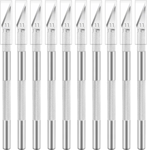 Vista 9 de Jetmore Juego de 10 cuchillos Exacto, cuchillo de precisión para manualidades, cuchillo de hobby, cuchillo de arte con cuchillas afiladas