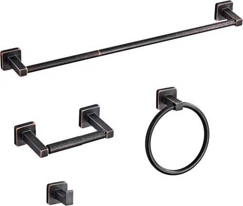 Vista 11 de Juego de accesorios de baño de hardware de baño de oro ligero de 4 piezas de Brushed, juego de accesorios de baño de acero inoxidable montado