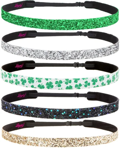Hipsy Diadema verde irlandesa, accesorios para el día de San Patricio, paquete de regalo (oro skpavo realtrébolplataverde, 5 unidades)