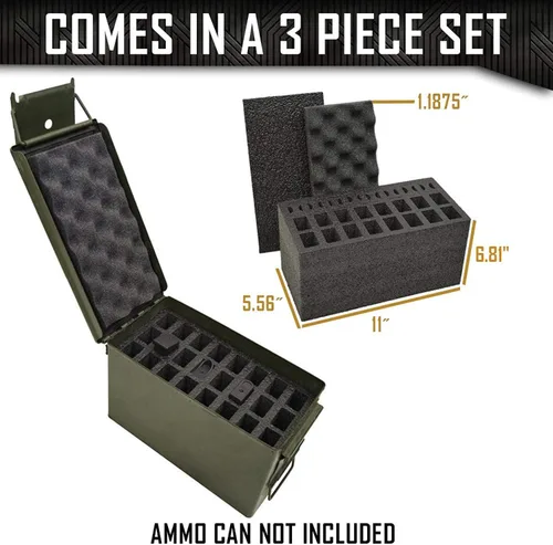 Vista 3 de MY CASE BUILDER Inserto de espuma para cargador de 24 pistolas Almacenamiento de municiones para latas de munición calibre .50 – Juego de 3 piezas