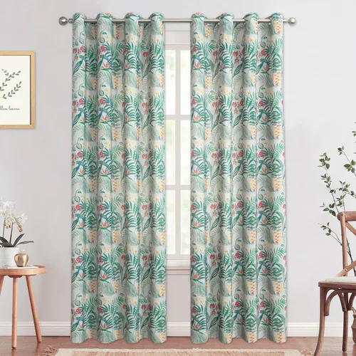 Vista 15 de VOGOL Cortinas insonorizadas con estampado de pájaros y hojas, cortinas de oscurecimiento de habitación para comedor, 2 paneles, 52 x 63 pulgadas