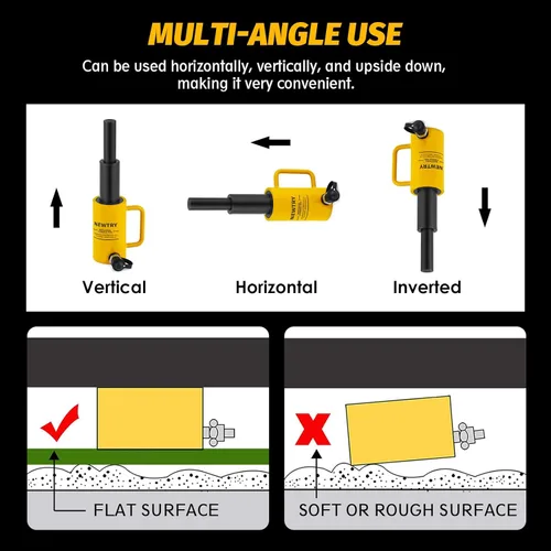 Vista 7 de NEWTRY gato de rama hidráulica de 20 toneladas de múltiples secciones de 8”/200mm de largo tipo portátil cilindro hidráulico industrial de elevación
