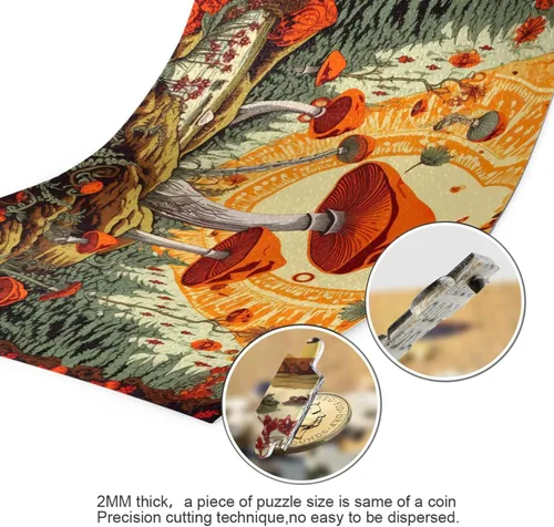 Vista 3 de Mushroom Jigsaw Puzzles 500 Pieces for Adults with Mesh Storage Bag 2011512