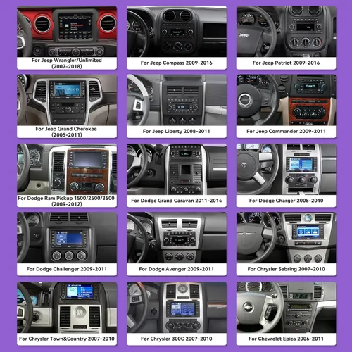 Vista 3 de 4G 64G Android 13 Estéreo de coche para Jeep Wrangler JK Radio Dodge Ram 1500 con CarPlay inalámbrico y Android Auto, pantalla táctil de 7 pulgadas