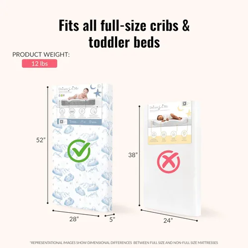 Vista 3 de Dream On Me Nap Nest Colchón de cuna y cama de bebé, de doble cara - para bebés y niños pequeños, colchón impermeable de 5" con 88 muelles