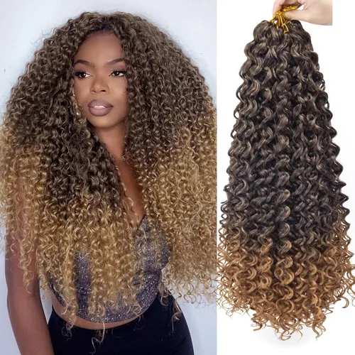 Vista 39 de 8 Paquetes de Cabello Rizado con Ganchillo GoGo para Mujeres, Cabello Rizado con Ganchillo para Trenzas de Ola Profunda, Extensiones de Cabello