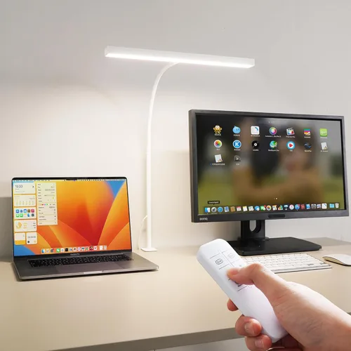 Vista 11 de Lámpara de escritorio LED para oficina y hogar, luz de escritorio ajustable y flexible para el cuidado de los ojos con 5 modos y 10 ajustes