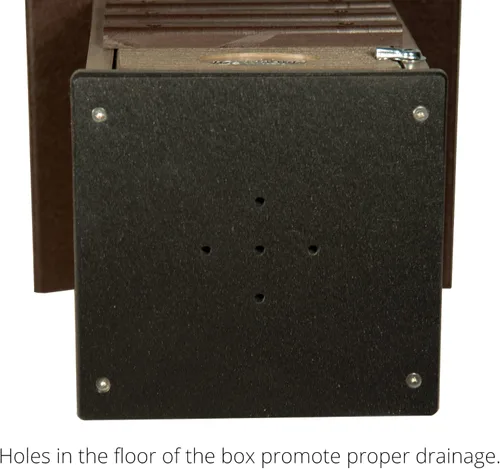 Vista 7 de JCS Wildlife Caja anidable de búhos chillidos de polietileno marrón y tostado, ideal para búhos sierreros y cernícalos también, limpiar la puerta