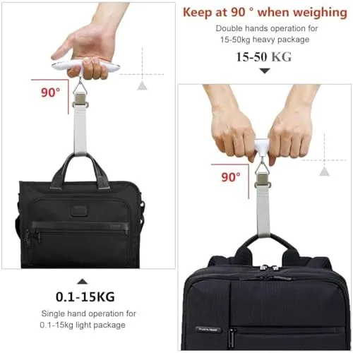 Vista 4 de ROTOPATA Báscula digital de viaje para equipaje con función de advertencia de sobrepeso, báscula de pesaje electrónica portátil de mano con gancho